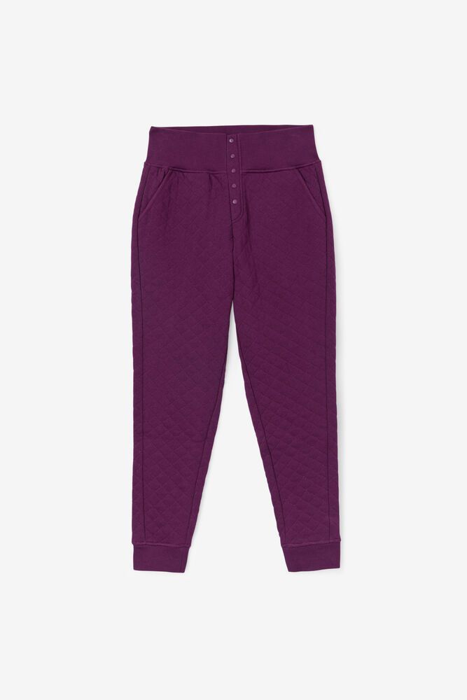 Fila Pants Finley High Rise Quilted Jogger Womens Purple - India LVP-497625